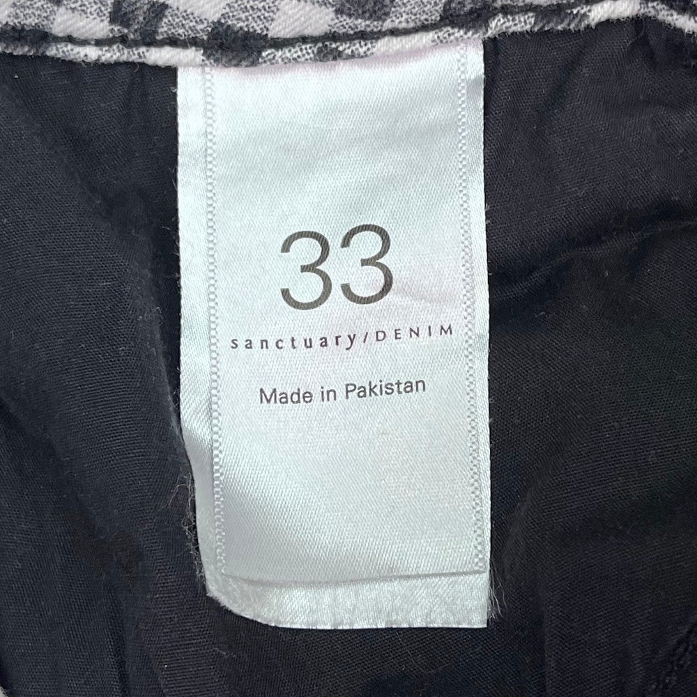Sanctuary Denim Connector Kick Crop Gingham Checkered Pants Black White Size 33 - Picture 10 of 14